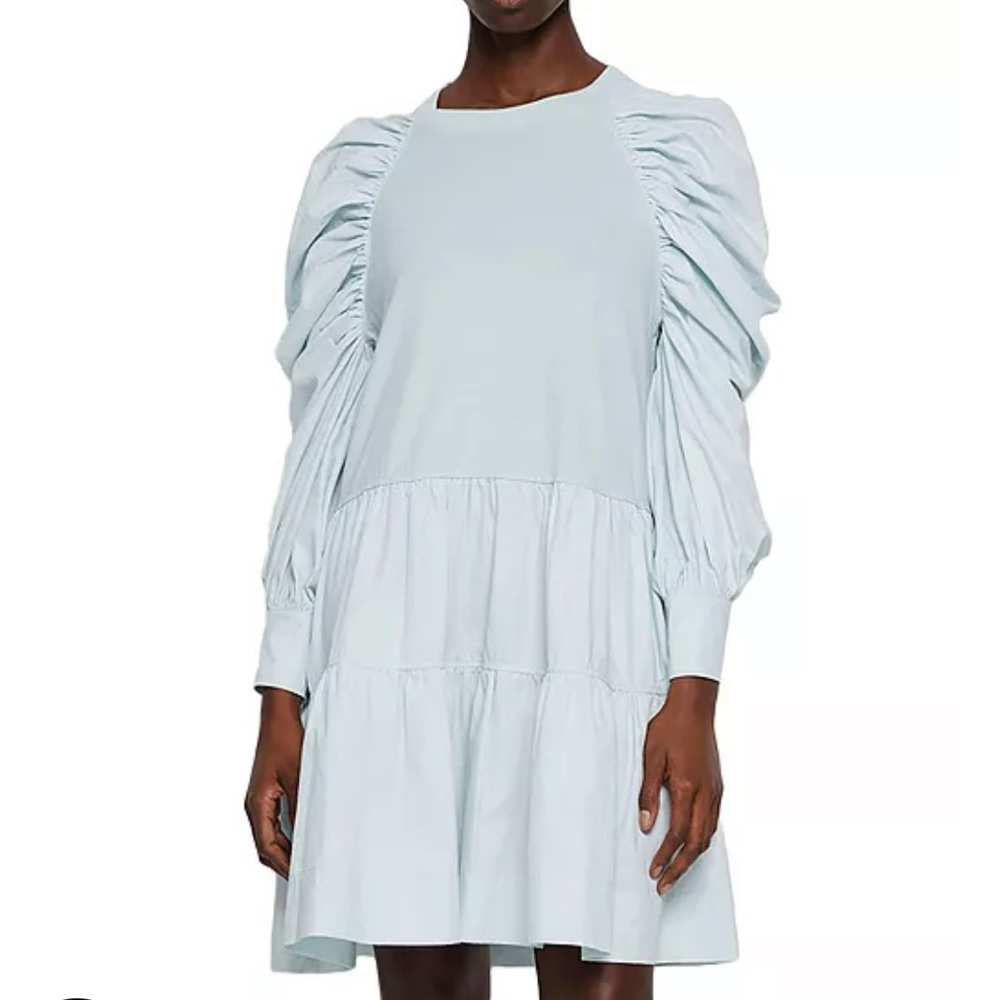 NWT $295 Jonathan Simkhai Karlie Sleeve Organic Cotton Puff Sleeve Dress Size XS
